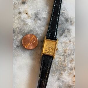 Vintage Walt Disney Fantasia 50th Lorus Quartz Dainty Wrist Watch Gold/Black